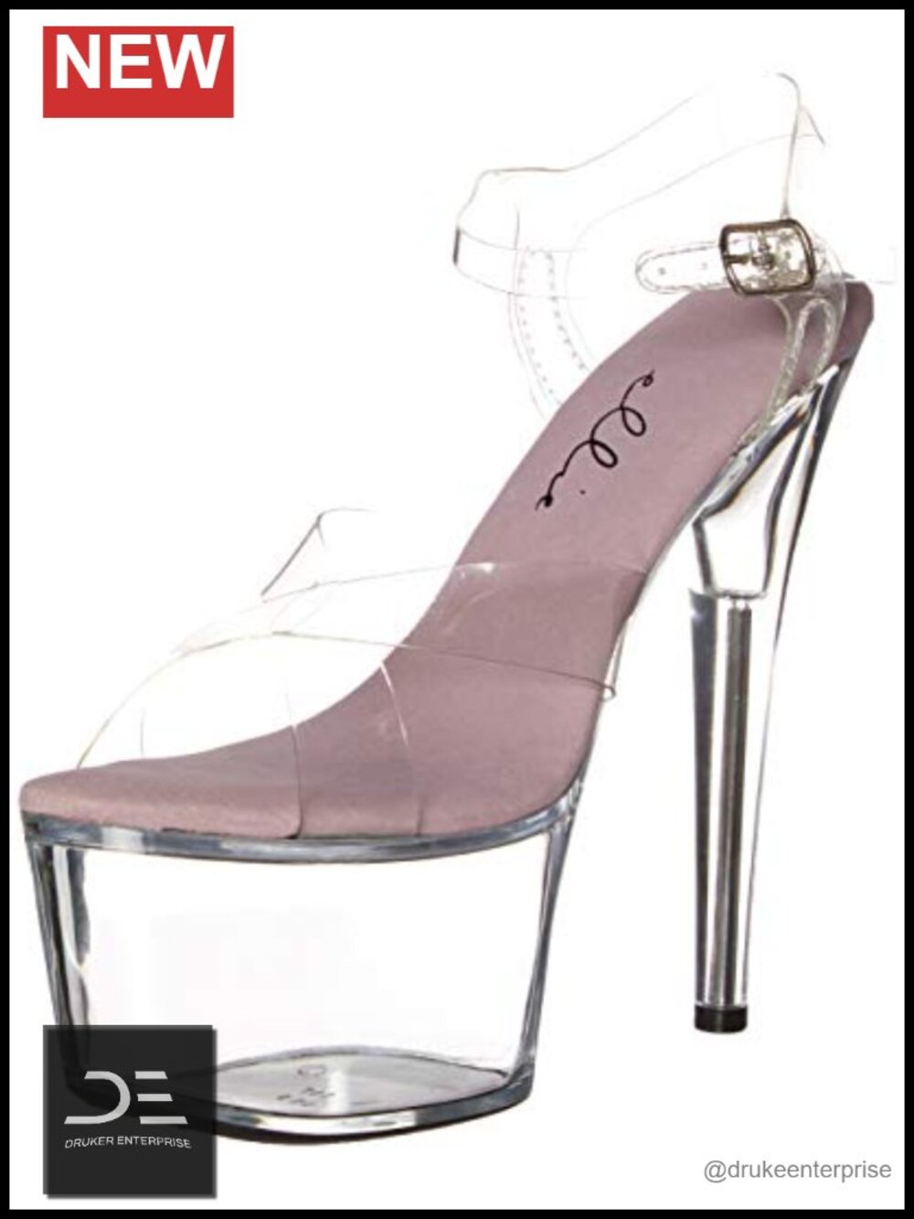 Clear Platform Sandals Ankle Strap Open Toe 7 Inch Heel